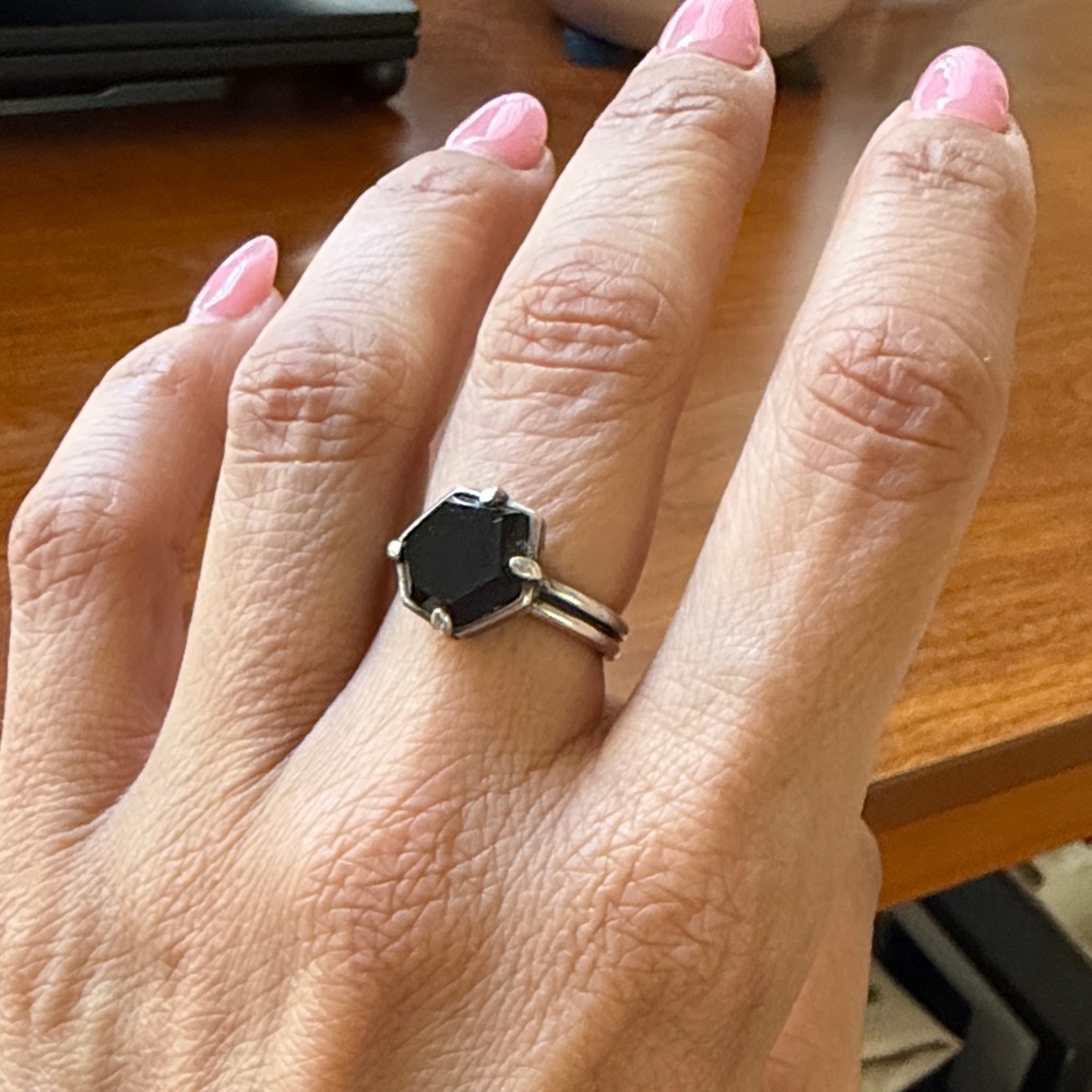 Silpada Sterling Silver Black Hex Ring Size 7